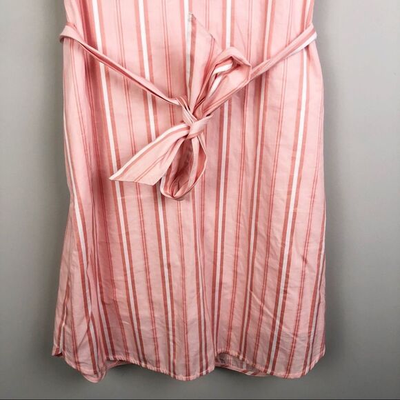 DRAPER JAMES | Ruffle Striped Belted Pink Dress Women’s Size X-Small - Picture 6 of 13